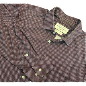 Mizzen Main Leeward‎ Long Sleeve Button Shirt 2XL Trim Fit Burgundy Print